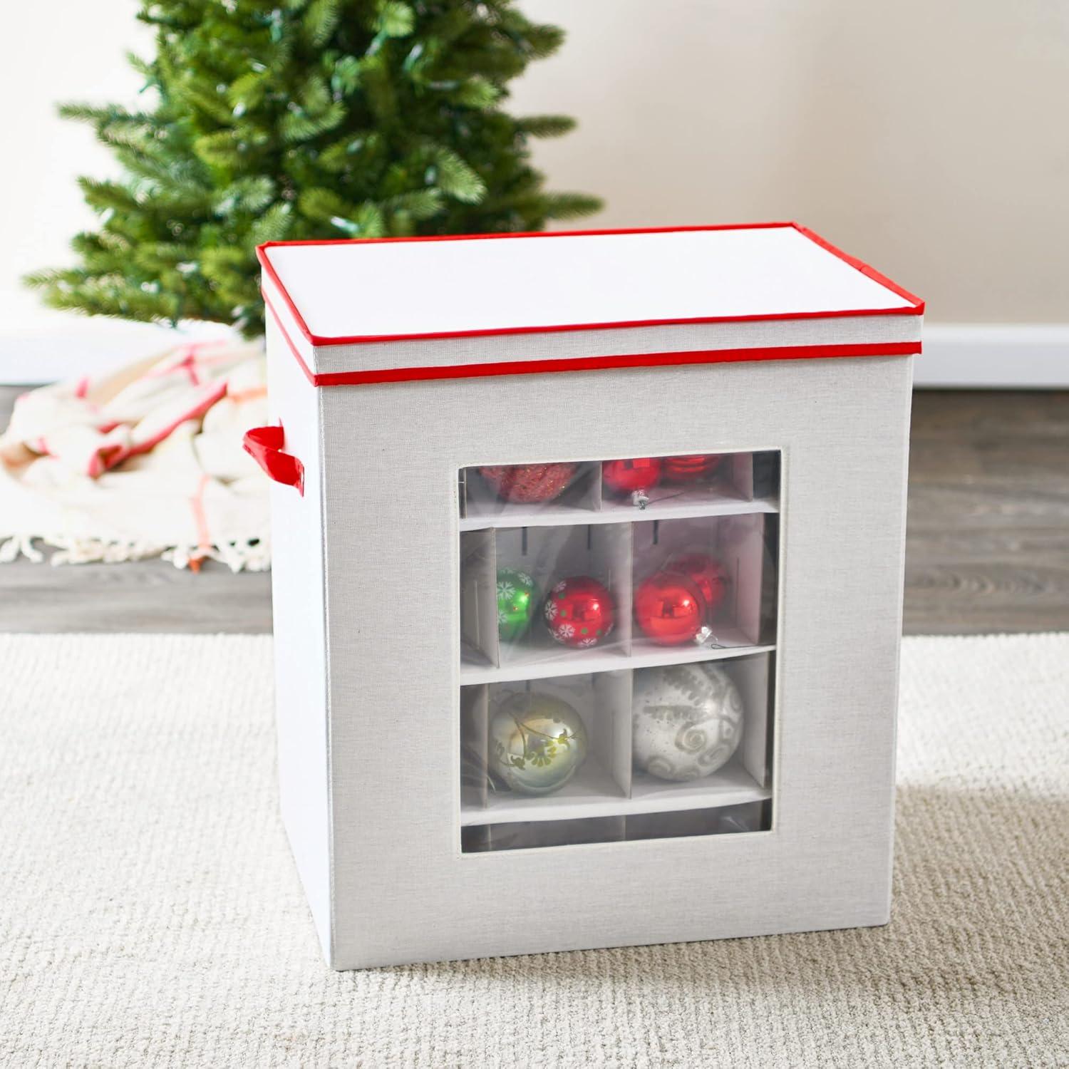 image:imageHousehold Essentials Ornament Storage Chest with 24 Pockets RedNaturalRed