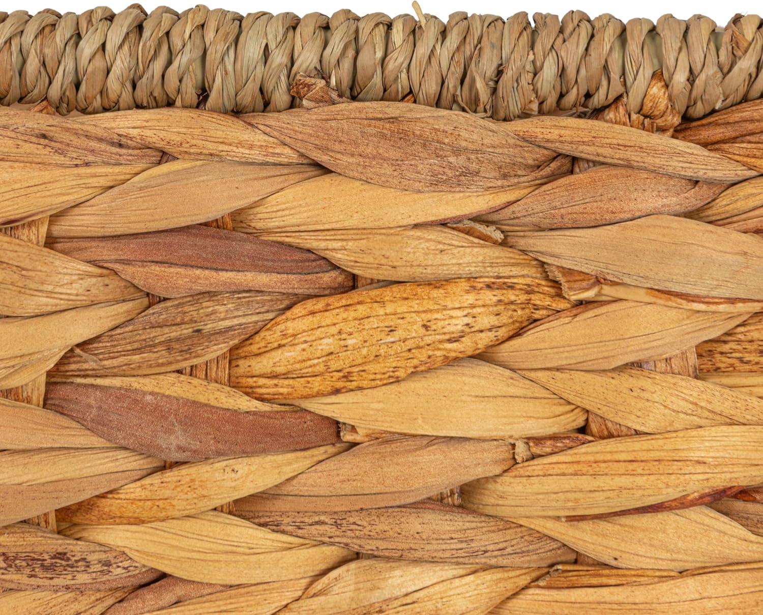 image:imageHousehold Essentials Rectangular Handwoven Water Hyacinth and Seagrass Basket with Handles Natural