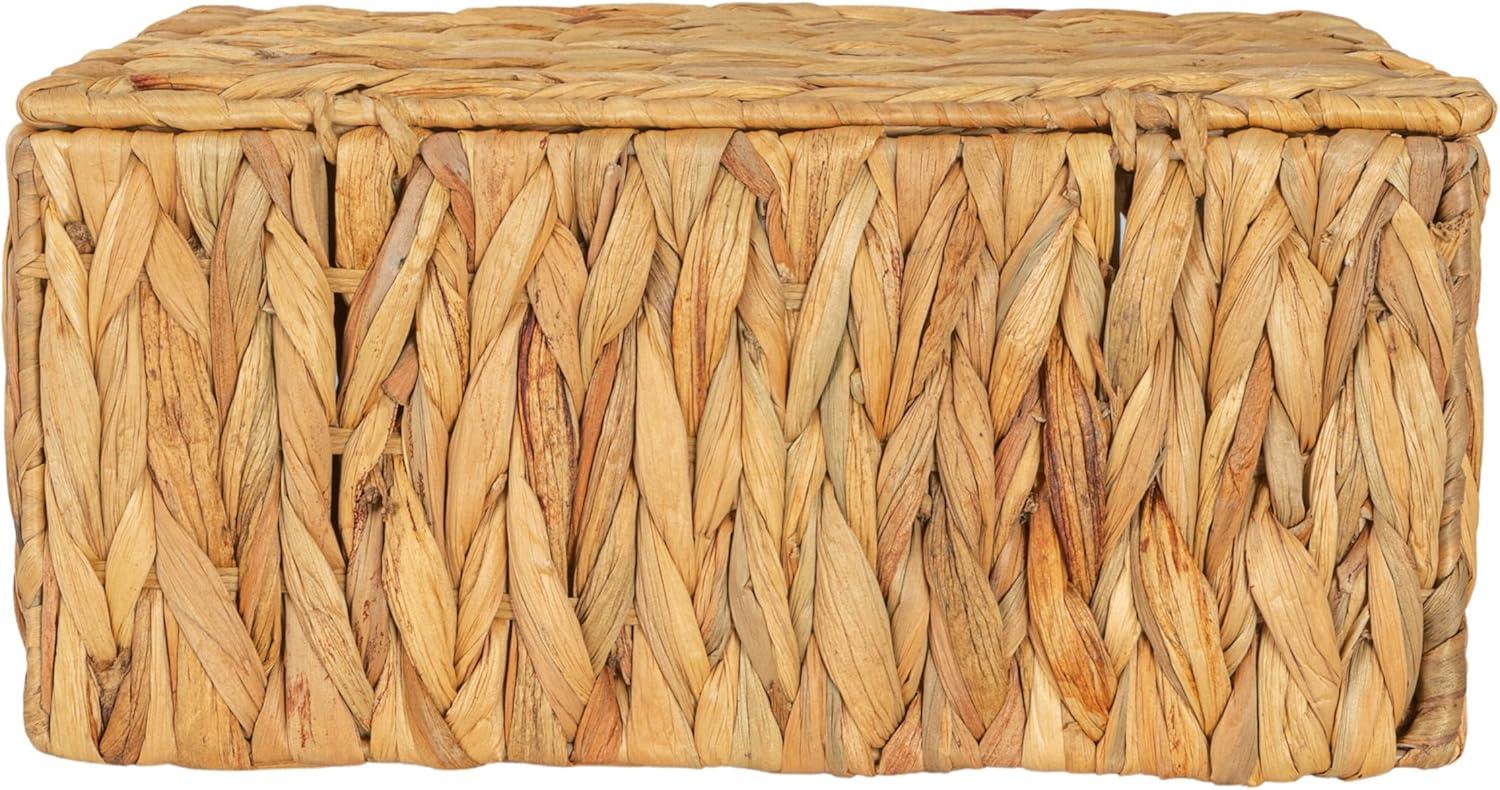 image:imageHousehold Essentials Rectangular Water Hyacinth Nesting Basket Set with Lid Natural Set of 3
