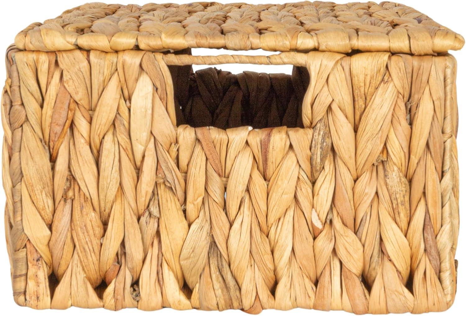 image:imageHousehold Essentials Rectangular Water Hyacinth Nesting Basket Set with Lid Natural Set of 3