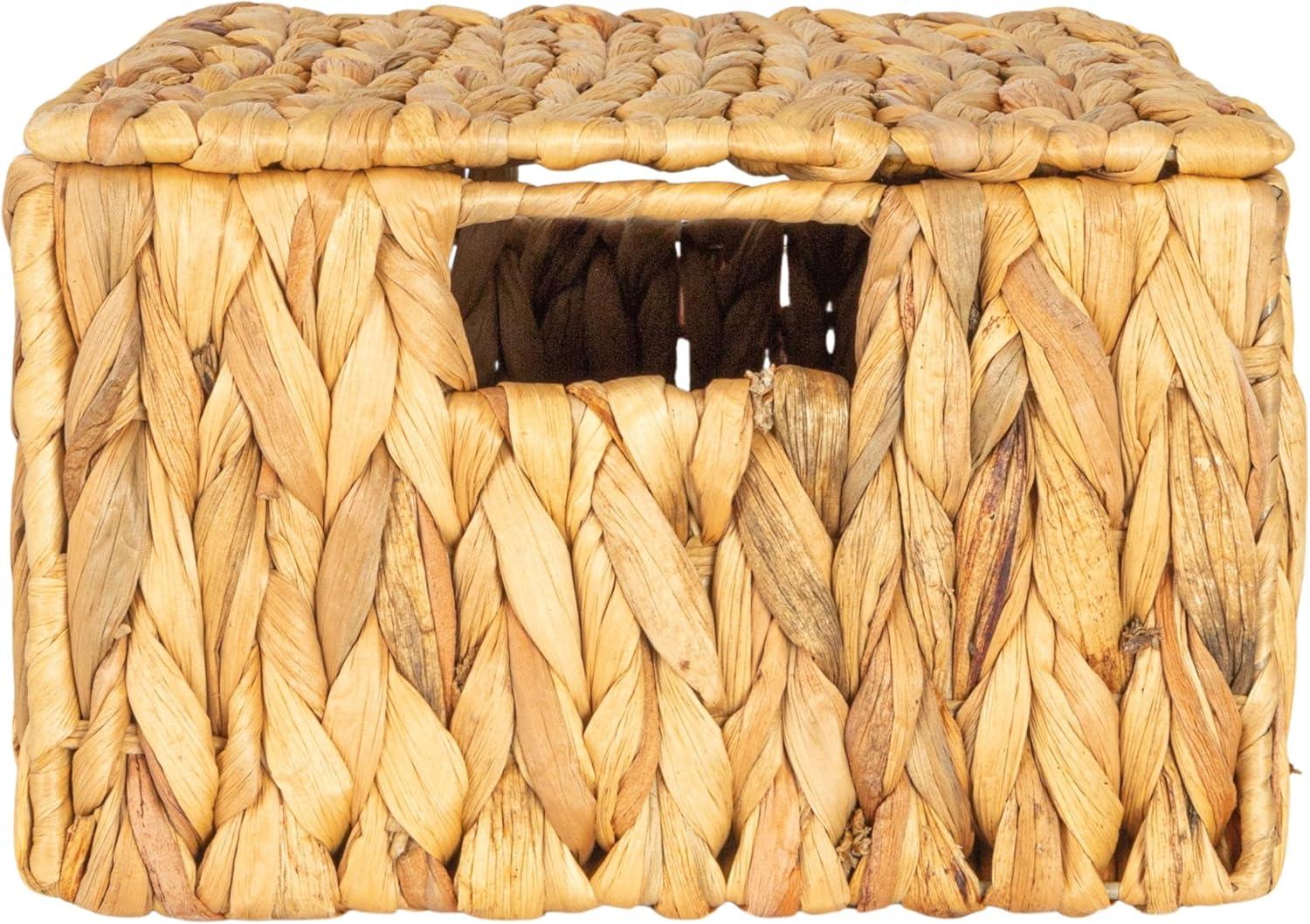 image:imageHousehold Essentials Rectangular Water Hyacinth Nesting Basket Set with Lid Natural Set of 3