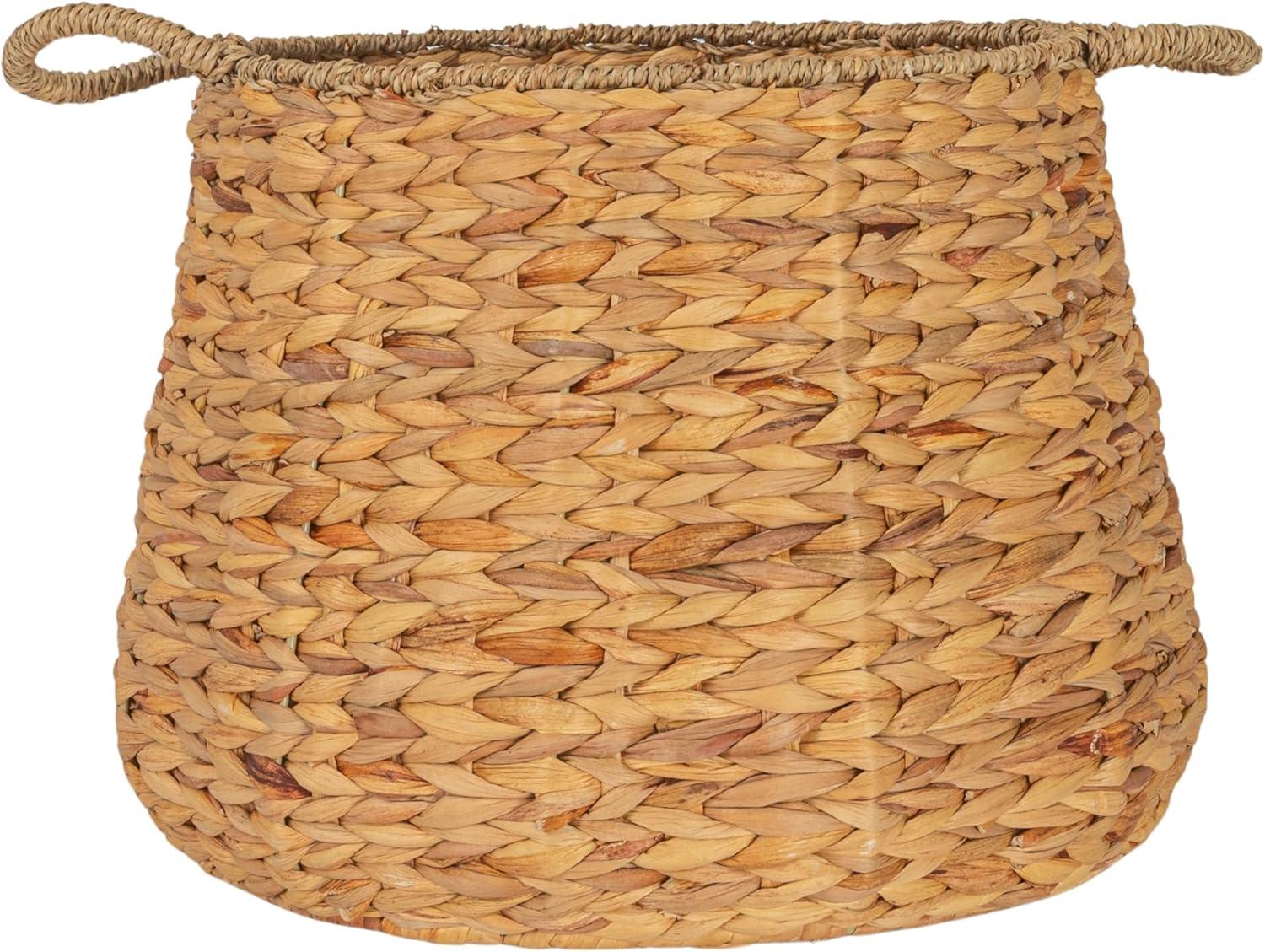 image:imageHousehold Essentials Round Handwoven Water Hyacinth and Seagrass Basket with Handles Natural