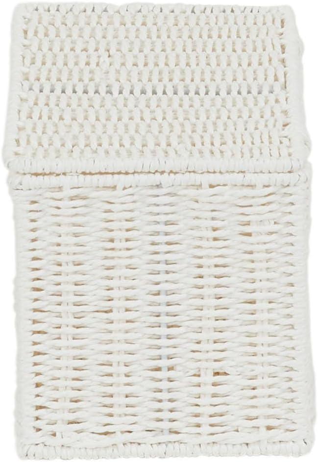 image:imageHousehold Essentials Small Handwoven Paper Rope Wicker Basket with Lid BlackWhite