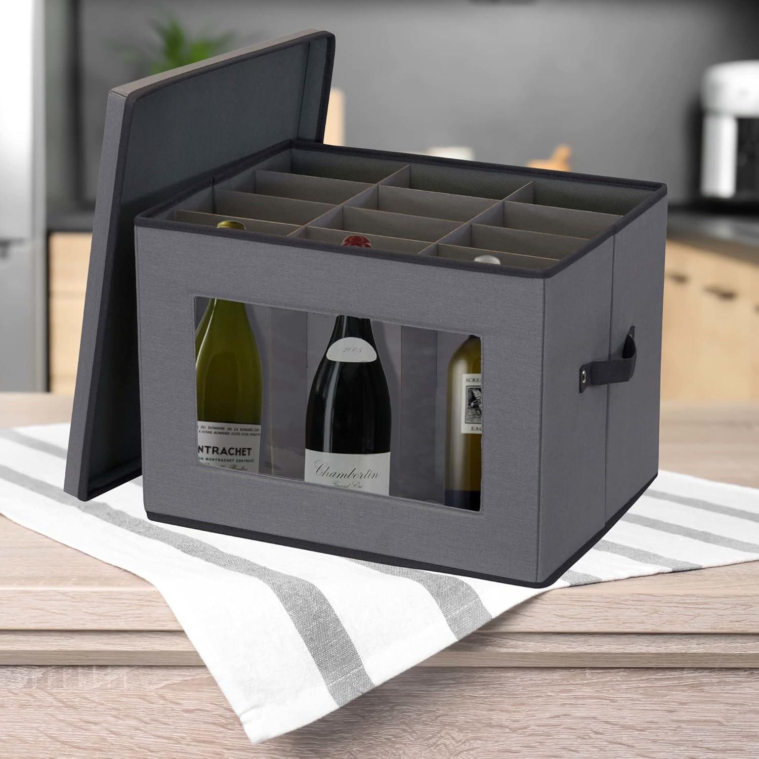 image:imageHousehold Essentials Tall Wine and Bottle Storage Chest GrayGray