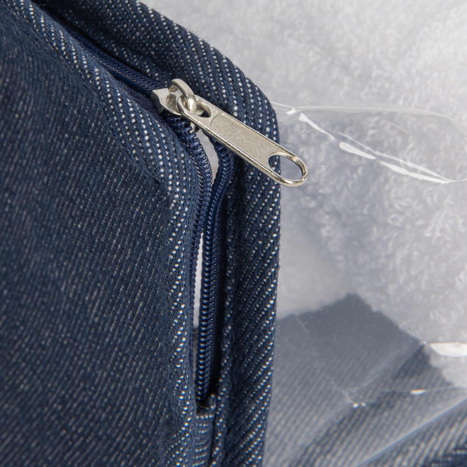 image:imageHousehold Essentials Under Bed Storage Bag 1 Pack Clear PEVA Top and Soft Sides Perfect for Clothes Blankets and MoreDenim