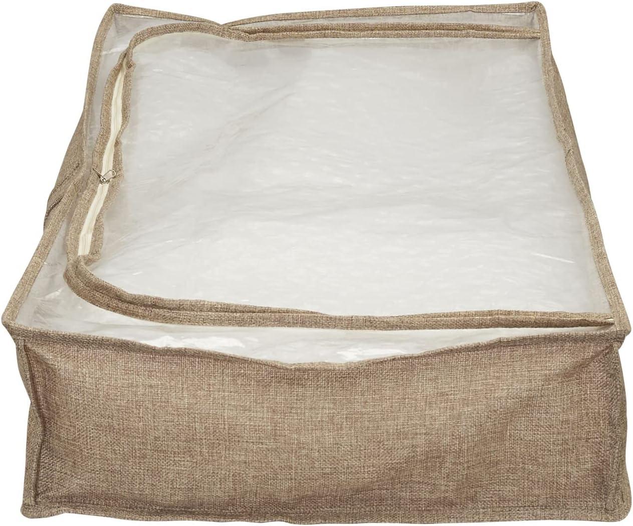 image:imageHousehold Essentials Under Bed Storage Bag 1 Pack Clear PEVA Top and Soft Sides Perfect for Clothes Blankets and MoreLatte