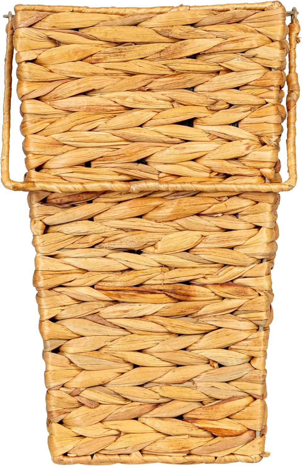image:imageHousehold Essentials Wicker Stair Basket with Handles Handwoven Water Hyacinth Sits on Two Stairs Lightweight and Coated for Moisture Protection EcoFriendlyWater Hyacinth