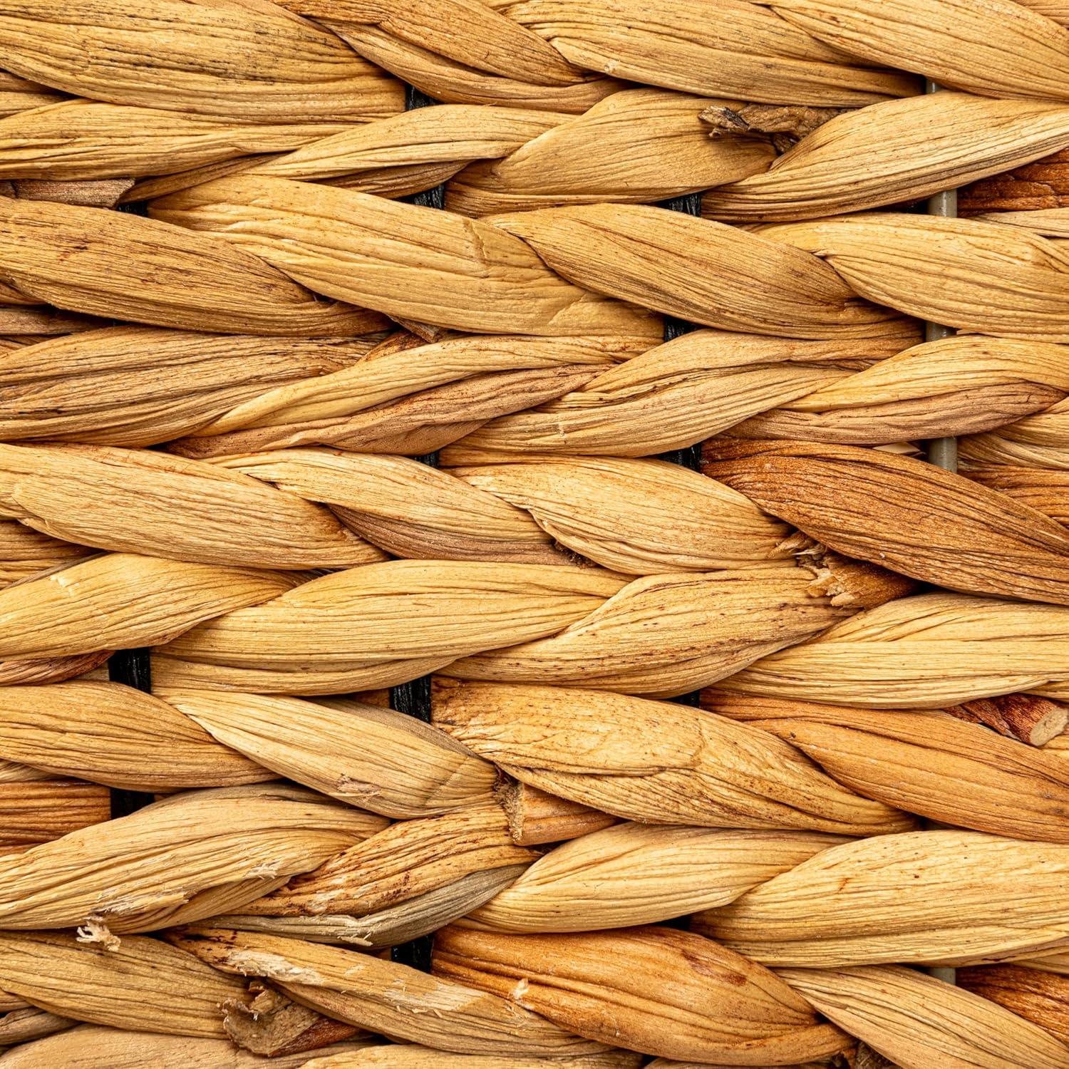 image:imageHousehold Essentials Wicker Stair Basket with Handles Handwoven Water Hyacinth Sits on Two Stairs Lightweight and Coated for Moisture Protection EcoFriendlyWater Hyacinth