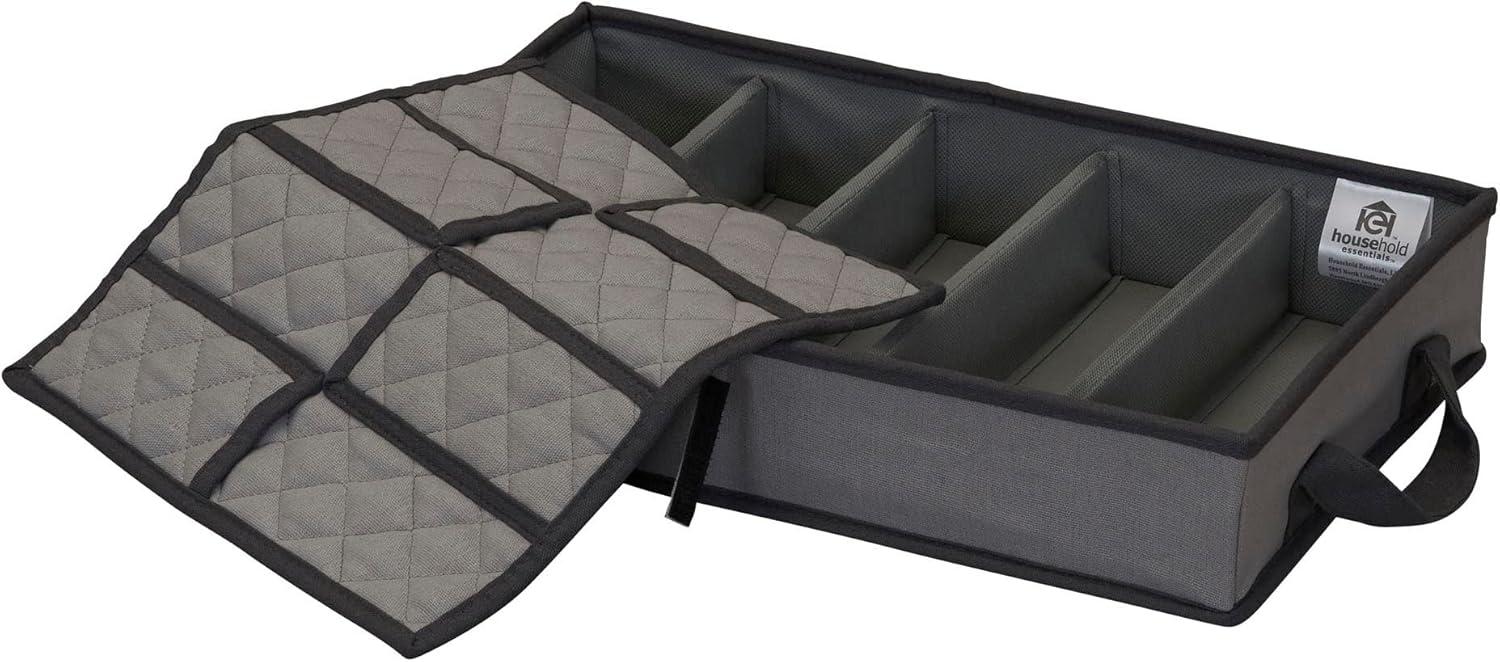 image:imageHousehold Essentials Windowed Flatware Storage Chest 5 Compartment Storage with Serving Utensil Pouch Removable Lid Stackable Foldable GrayGrey