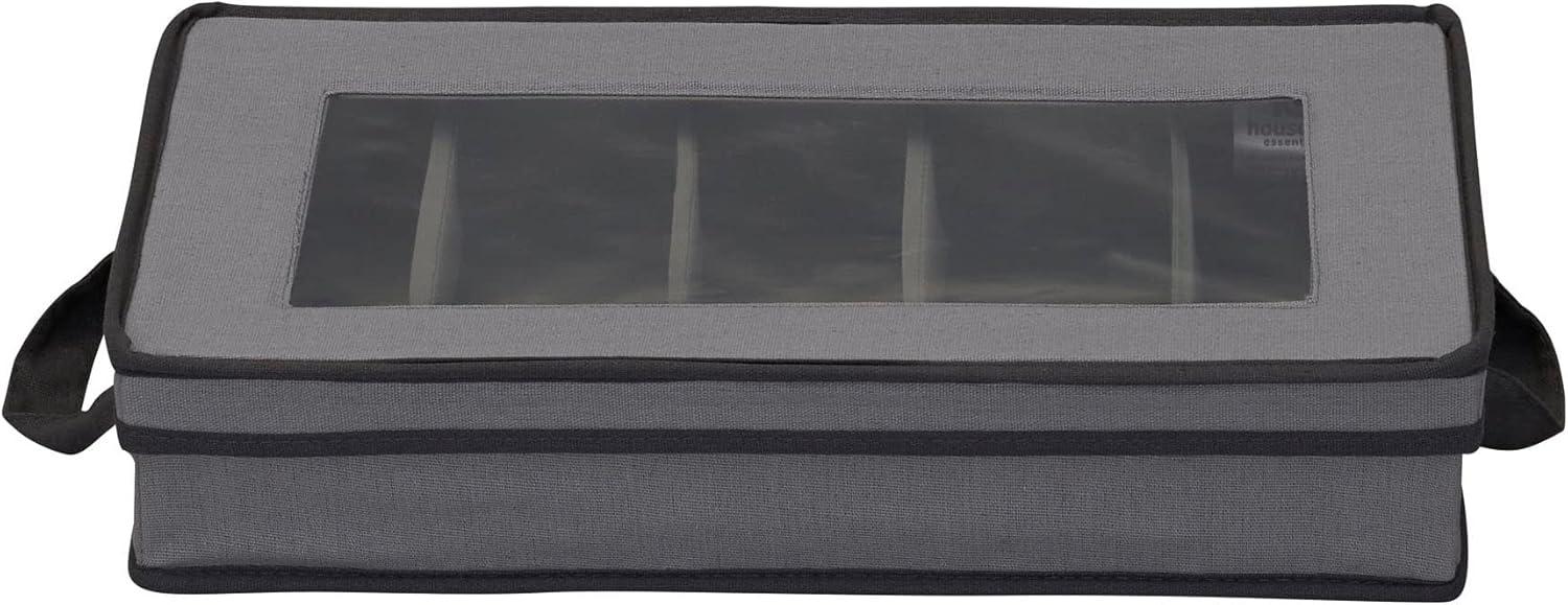 image:imageHousehold Essentials Windowed Flatware Storage Chest 5 Compartment Storage with Serving Utensil Pouch Removable Lid Stackable Foldable GrayGrey