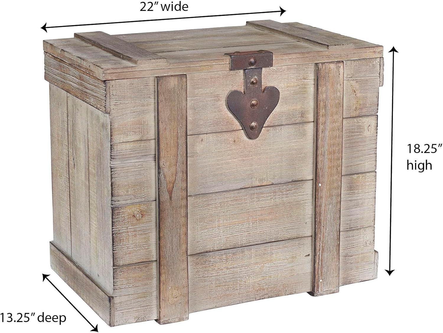 image:imageHousehold Essentials Wooden Storage Trunk Set Large and Small Domed Chest Weathered Wood with Paint Finish Hinged Lid with Metal AccentsAntiqued
