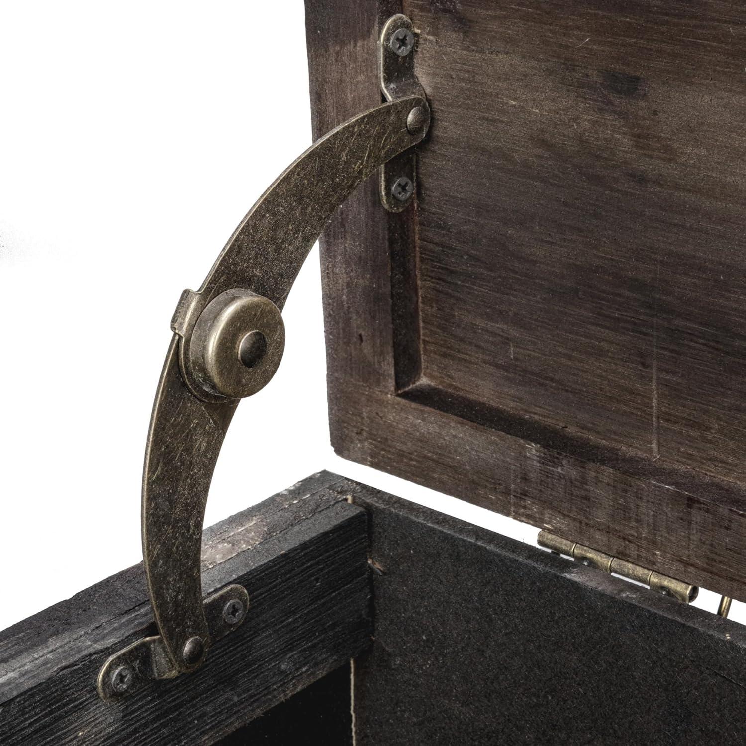 image:imageHousehold Essentials Wooden Storage Trunk Set Large and Small Domed Chest Weathered Wood with Paint Finish Hinged Lid with Metal AccentsAntiqued
