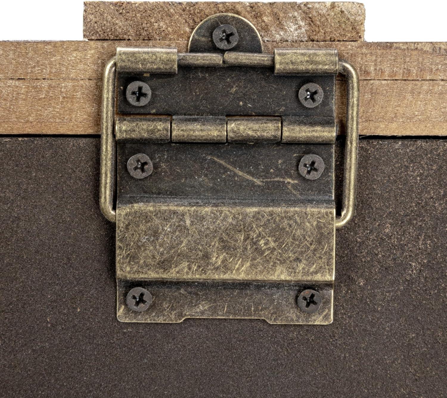 image:imageHousehold Essentials Wooden Storage Trunk Set Large and Small Domed Chest Weathered Wood with Paint Finish Hinged Lid with Metal AccentsAntiqued