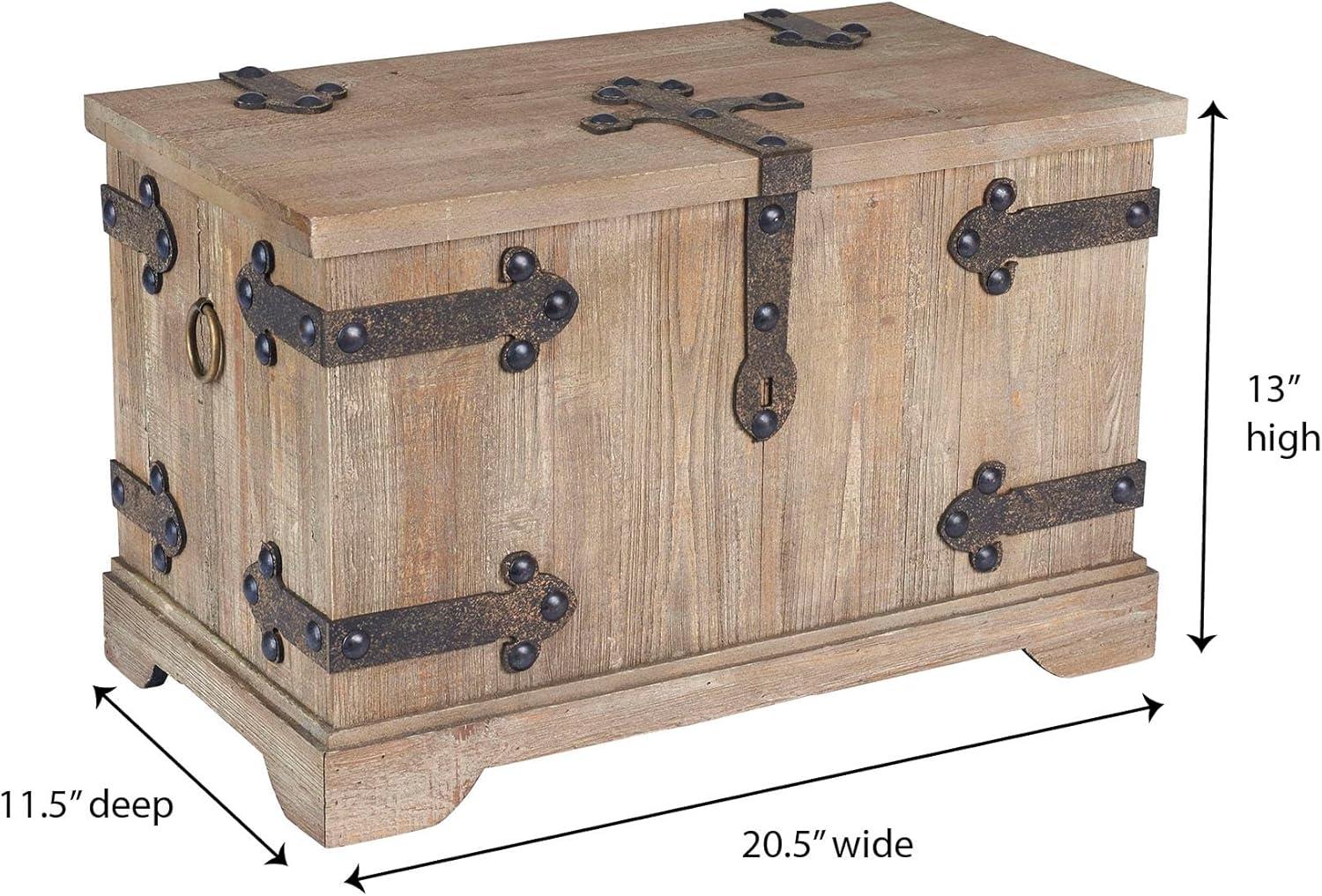 image:imageHousehold Essentials Wooden Storage Trunk Set Large and Small Domed Chest Weathered Wood with Paint Finish Hinged Lid with Metal AccentsVictorian