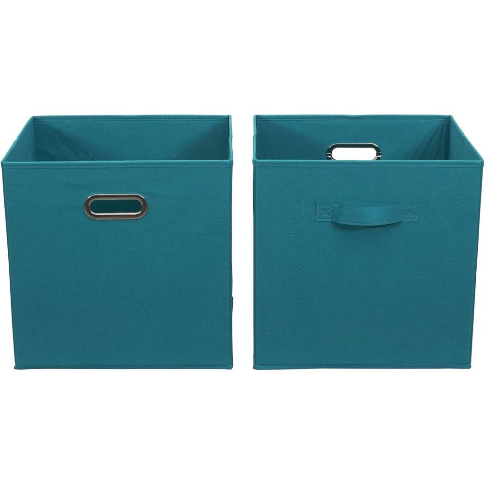 image:imageHousehold Essentials 2 Pack Open Storage Bins with Dual Handles 13 x 12 x 13 Aqua