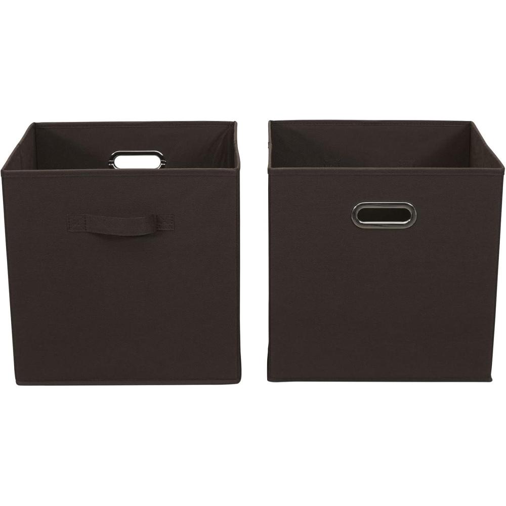 image:imageHousehold Essentials 2 Pack Open Storage Bins with Dual Handles 13 x 12 x 13 Chocolate Brown