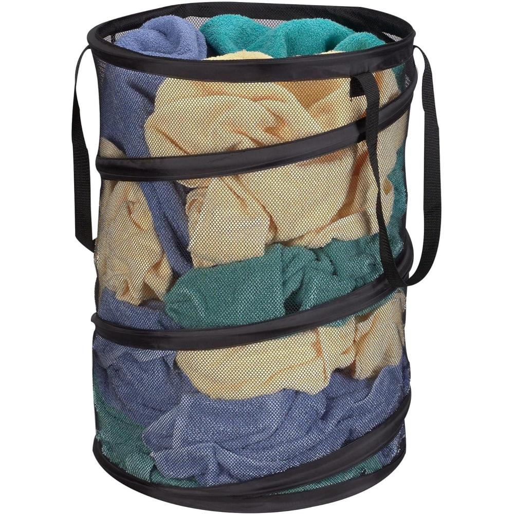 image:imageHousehold Essentials 20271 PopUp Collapsible Mesh Laundry Hamper  CharcoalBlack