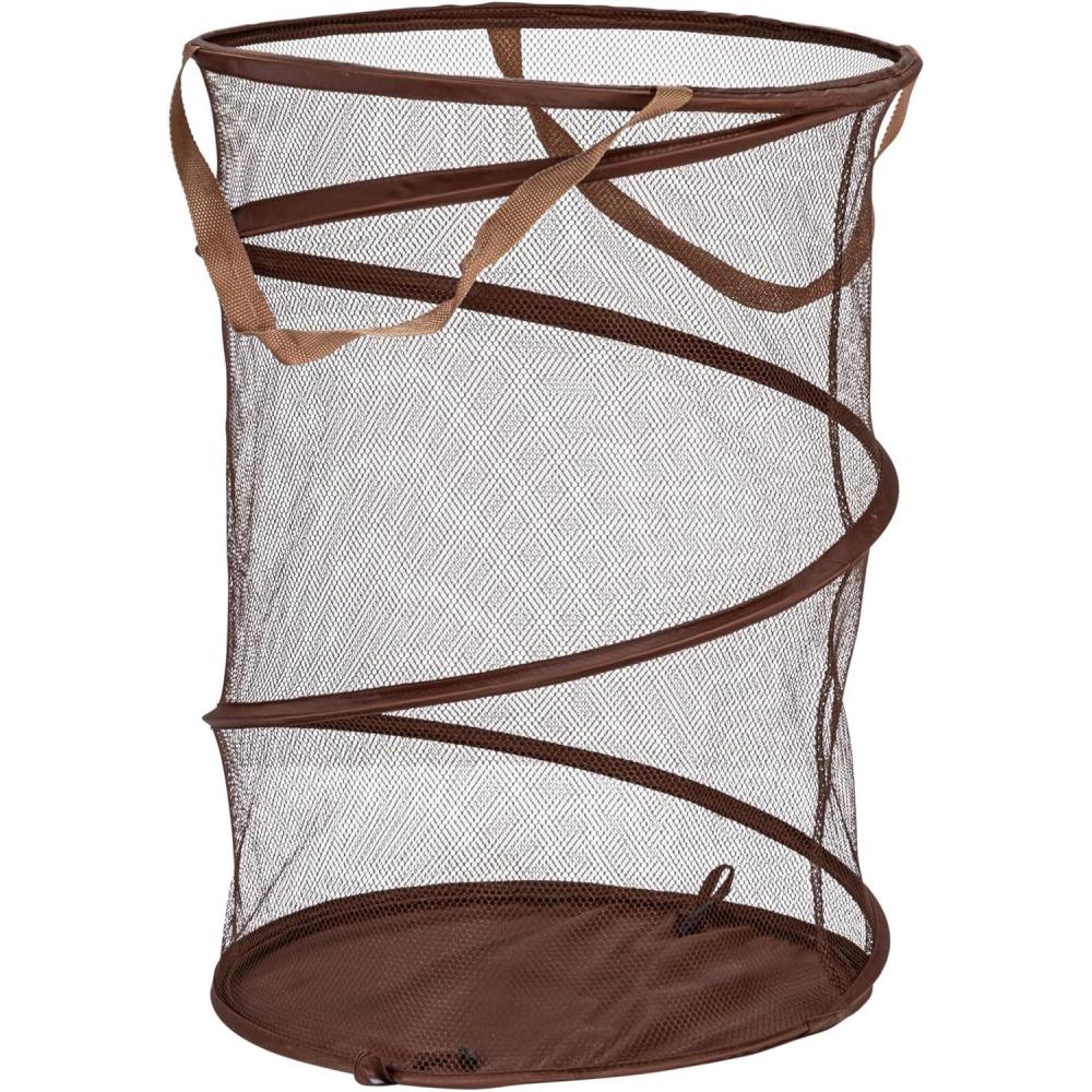 image:imageHousehold Essentials 20271 PopUp Collapsible Mesh Laundry Hamper  CharcoalBrown