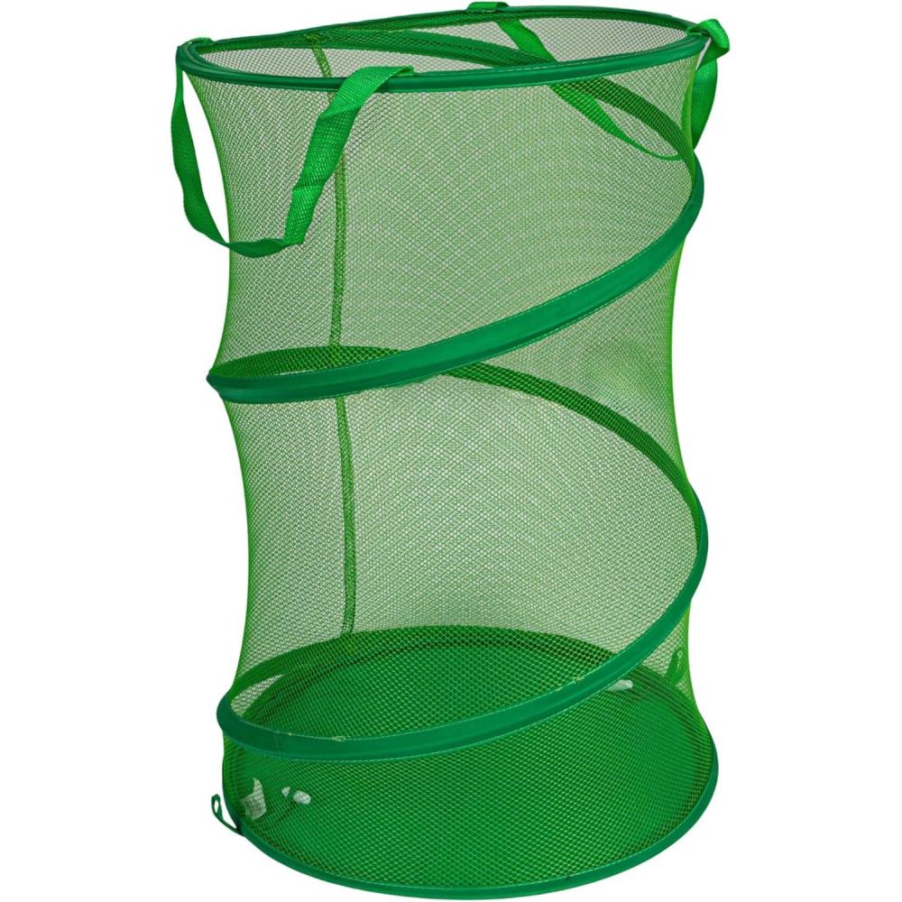 image:imageHousehold Essentials 20271 PopUp Collapsible Mesh Laundry Hamper CharcoalGreen
