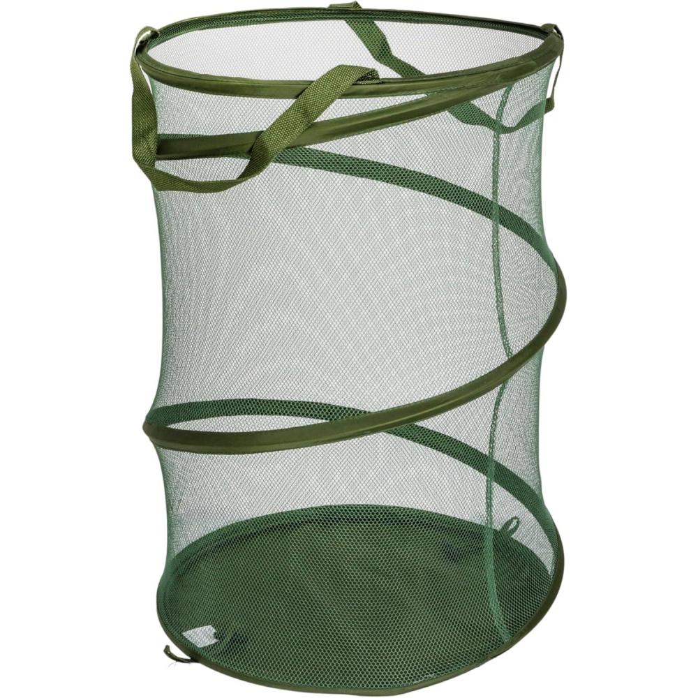 image:imageHousehold Essentials 20271 PopUp Collapsible Mesh Laundry Hamper CharcoalOlive Green