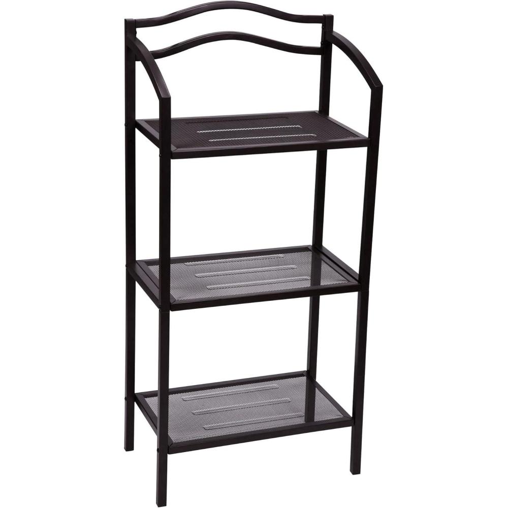 image:imageHousehold Essentials 2Tier Metal Wall Mount Bathroom Storage Rack SilverBrown