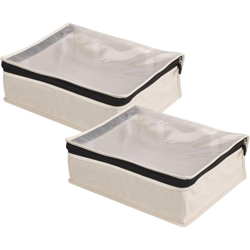 image:imageHousehold Essentials 33211 Cedarline Natural Cotton Canvas Zippered Sweater Bag  Storage Bag for Closets and Under the Bed  2PackOffwhite