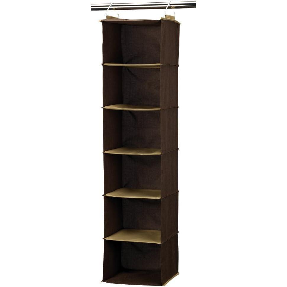 image:imageHousehold Essentials 66612 Sweater Storage Bags Set of 2 Coffee LinenBrownClear6 shelf