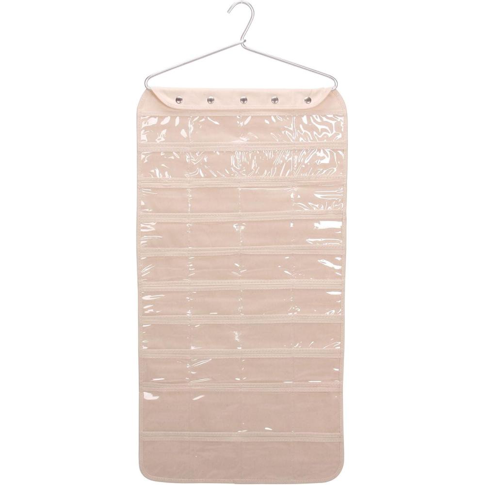 image:imageHousehold Essentials 80Pocket Hanging Jewelry and Accessories Organizer Natural CanvasWhite 5