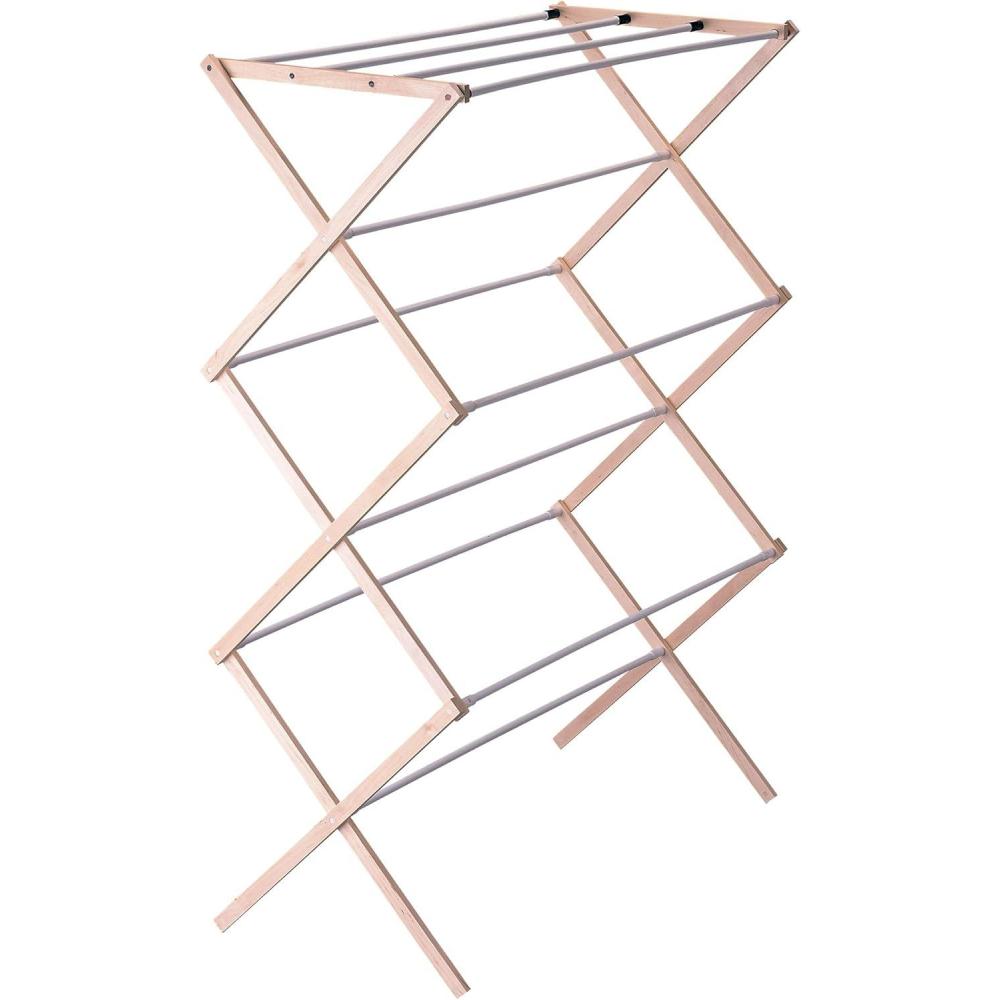 image:imageHousehold Essentials Bamboo Folding Clothes Drying Rack Upscale Laundry Rack with 11 Dowels Environmentally Friendly Stable Frame Shelf for Drying FlatNaturalWhite Birch