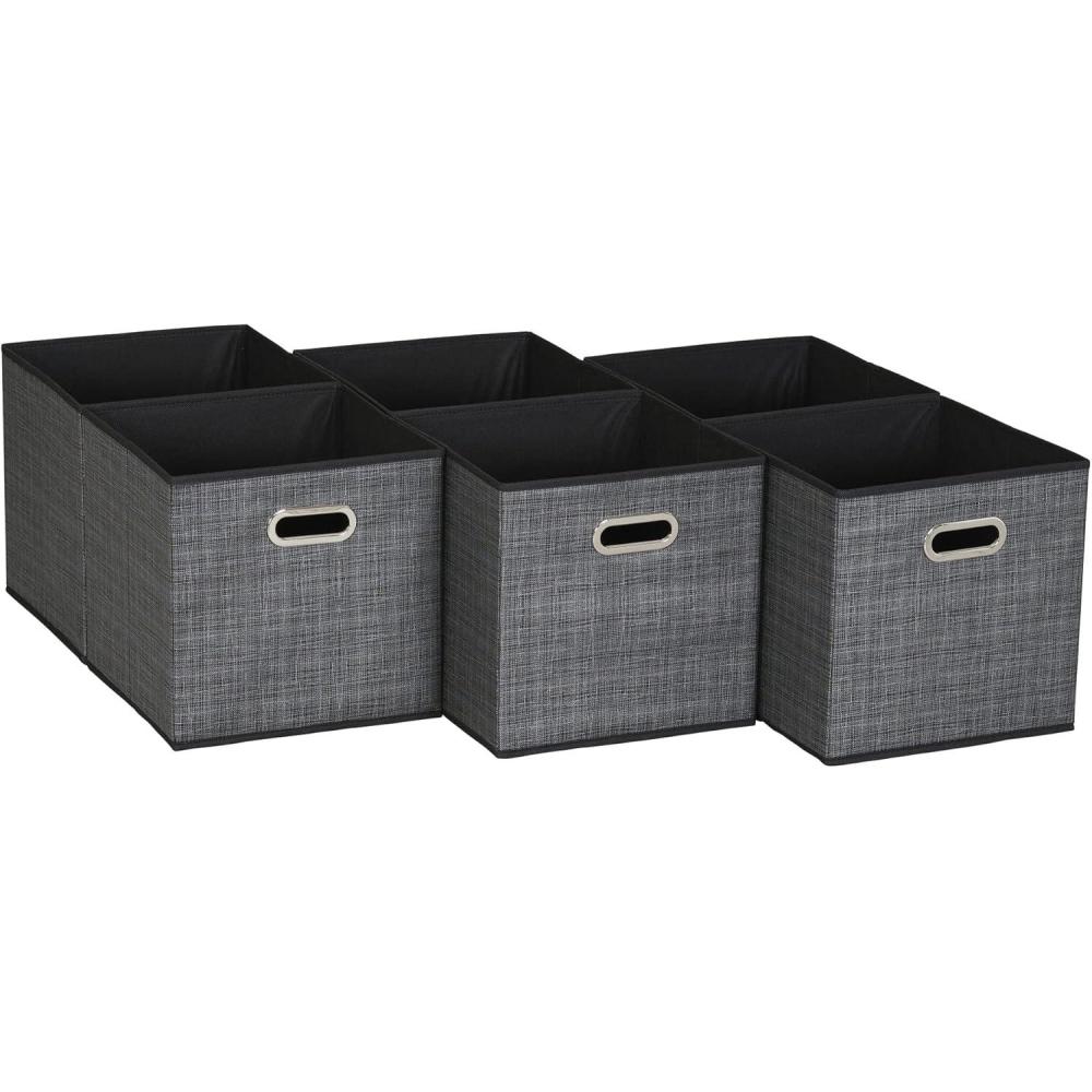 image:imageHousehold Essentials Black Mix 6 Pack Fabric Storage Bins with HandleBlack Mix