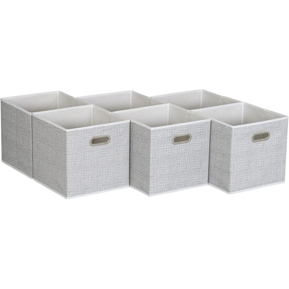 image:imageHousehold Essentials Black Mix 6 Pack Fabric Storage Bins with HandleWhite Mix