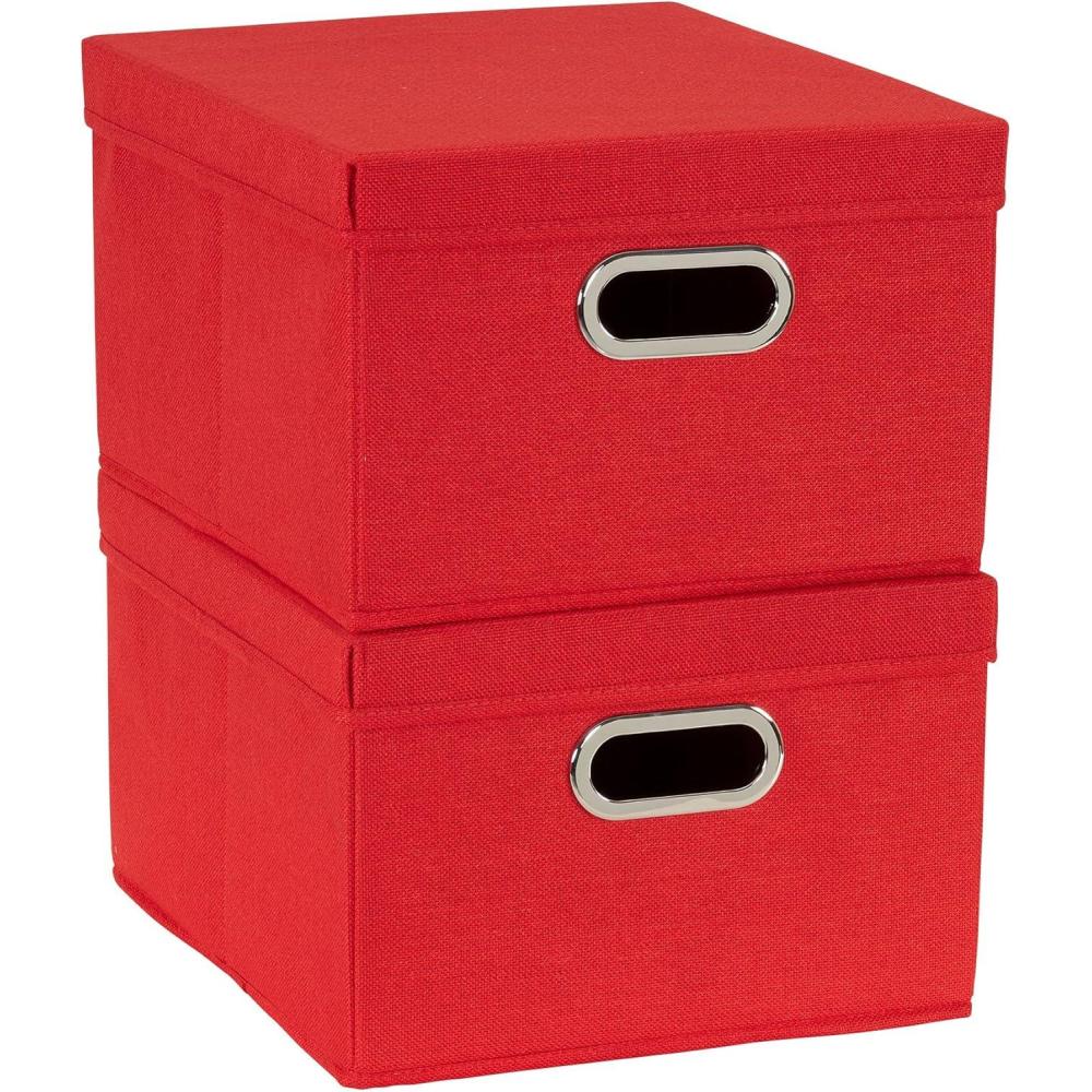 image:imageHousehold Essentials Fabric Storage Boxes with Lids and Handles BlueRed