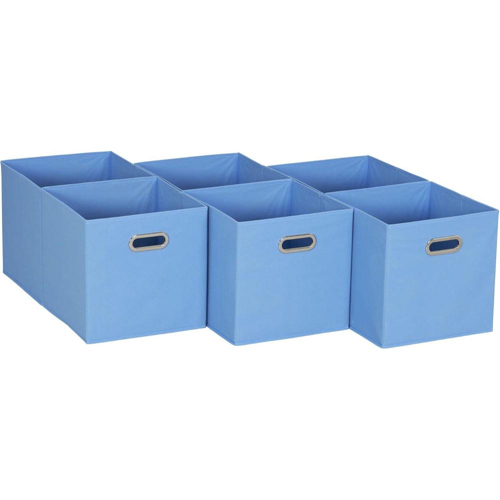 image:imageHousehold Essentials Foldable Fabric Storage Cubes 6Pack 11x11x11 Stackable NonWoven Bins with Chipboard Sides amp Grommet Handles Closet Shelf Nursery or Office Organizer BurgundyCarolina Blue