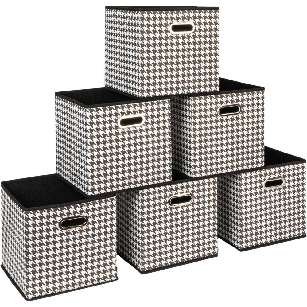 image:imageHousehold Essentials Foldable Fabric Storage Cubes 6Pack  11x11x11 Stackable NonWoven Bins with Chipboard Sides amp Grommet Handles  Closet Shelf Nursery or Office Organizer  BurgundyWhite and Black