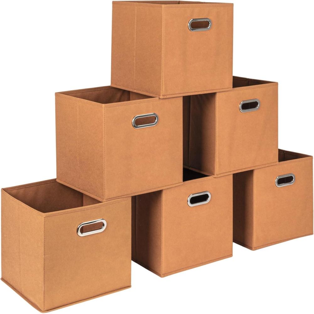 image:imageHousehold Essentials Foldable Fabric Storage Cubes 6Pack  11x11x11 Stackable NonWoven Bins with Chipboard Sides amp Grommet Handles  Closet Shelf Nursery or Office Organizer  BurgundyTerracotta
