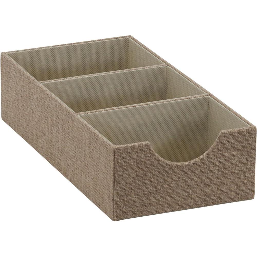 image:imageHousehold Essentials Grey 7271 Deep 3 Section Drawer Organizer Box for Storage 12 in x 613 in x 313Latte