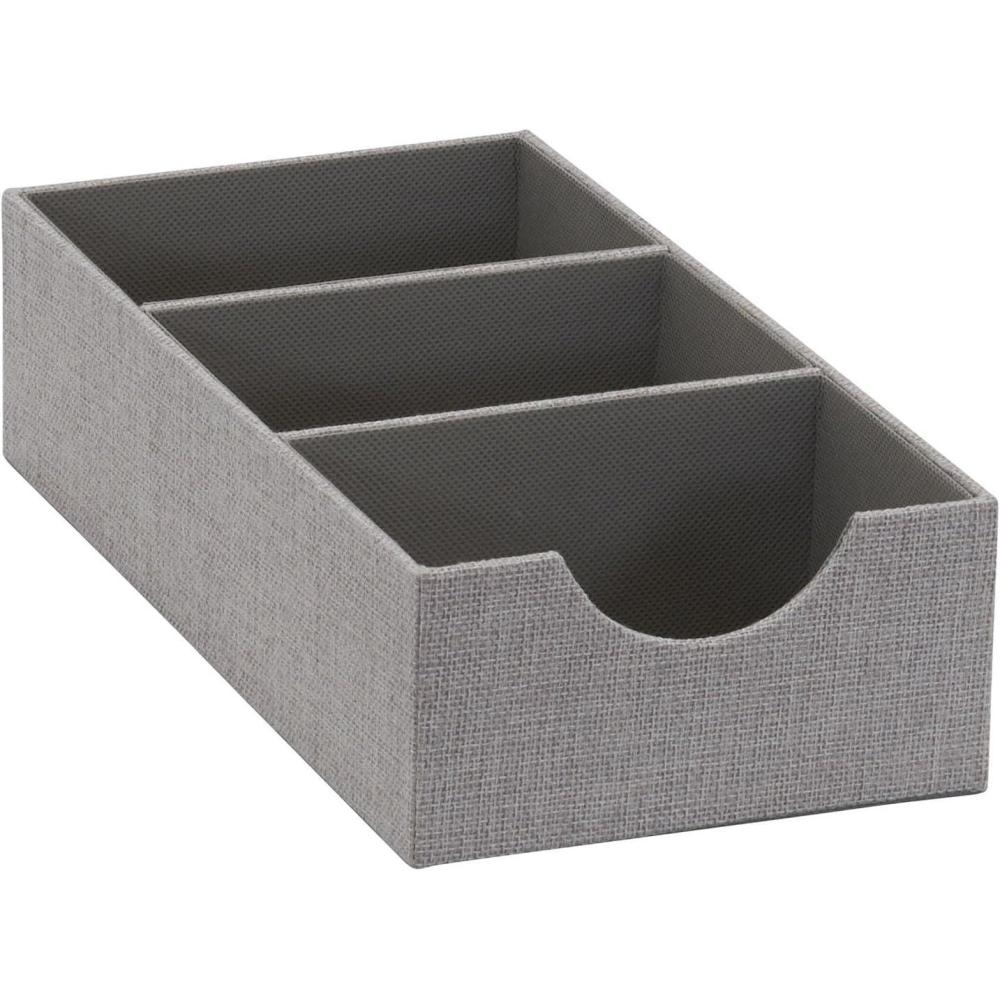 image:imageHousehold Essentials Grey 7271 Deep 3 Section Drawer Organizer Box for Storage 12 in x 613 in x 313Silver