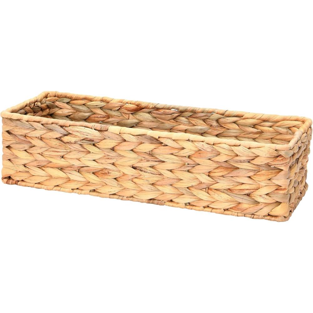 image:imageHousehold Essentials Handwoven Paper Rope Rectangular Storage Basket BlackNatural
