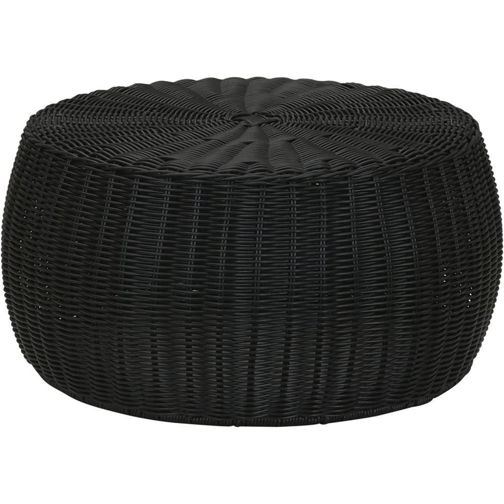 image:imageHousehold Essentials Handwoven Resin Storage Stool Ottoman 16 Dia x 9 H BrownBlack