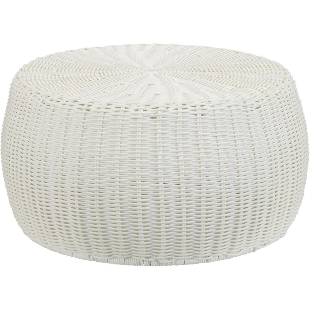 image:imageHousehold Essentials Handwoven Resin Storage Stool Ottoman 16 Dia x 9 H BrownWhite