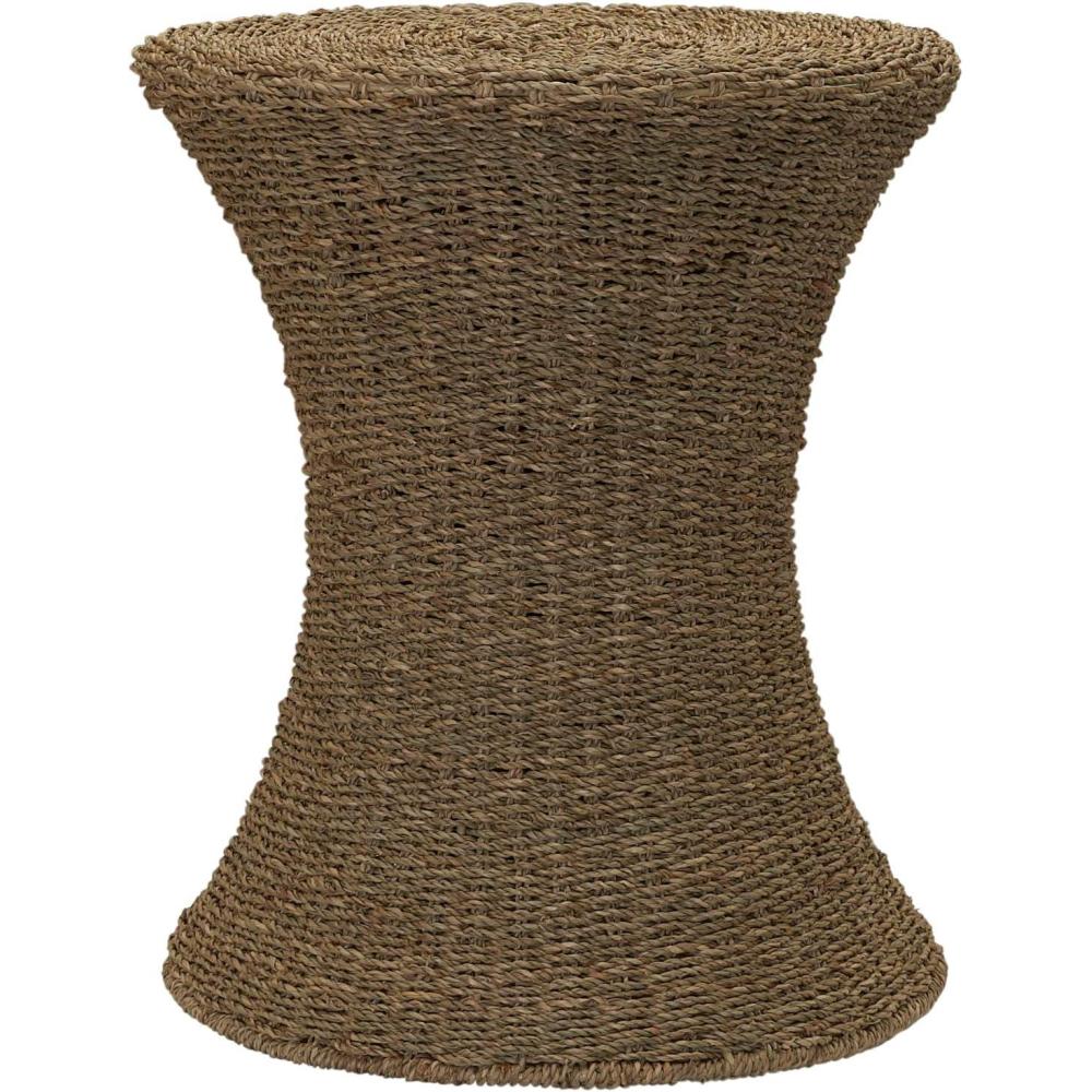 image:imageHousehold Essentials Handwoven Water Hyacinth Wicker Stool with Hourglass Shape NaturalNatural Seagrass