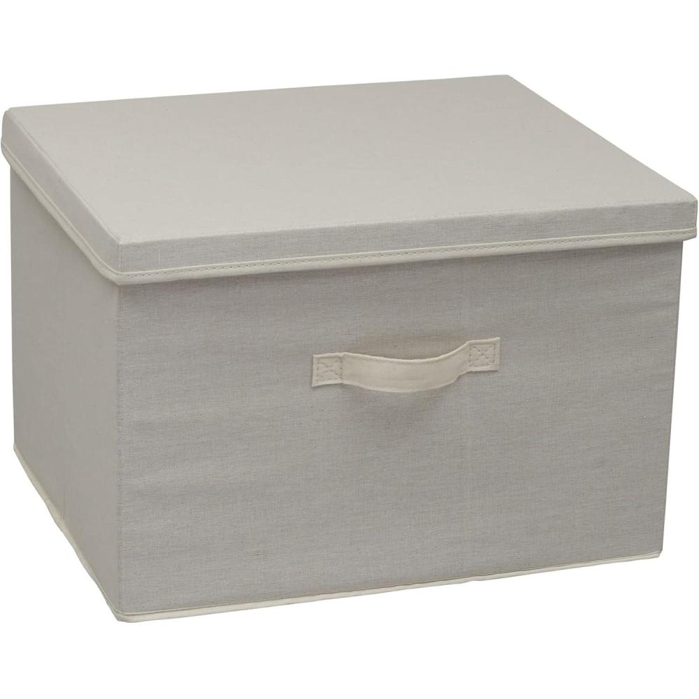 image:imageHousehold Essentials Natural Wide Storage Box with Lid 15x185x12 Wide185 W x DNatural