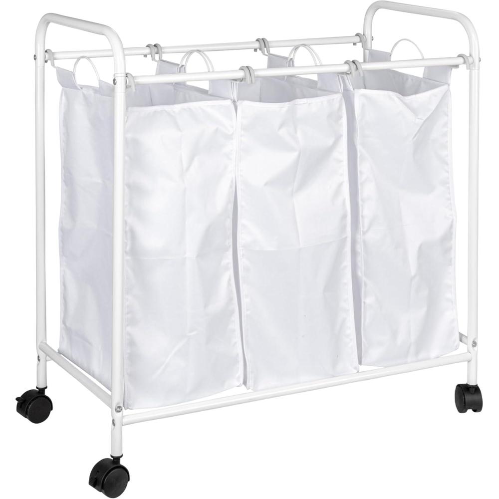 image:imageHousehold Essentials Rolling Triple Laundry Sorter WhiteWhiteWhite