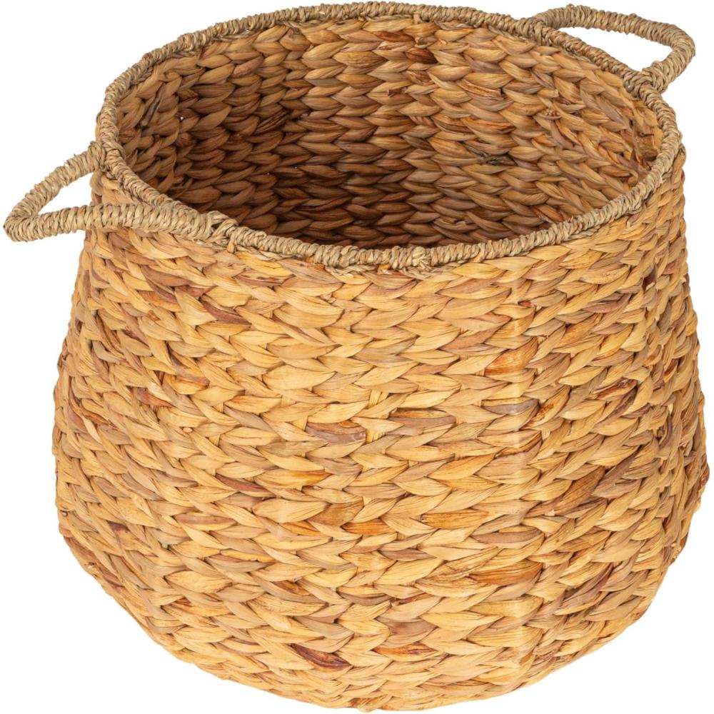 image:imageHousehold Essentials Round Handwoven Water Hyacinth and Seagrass Basket with Handles Natural