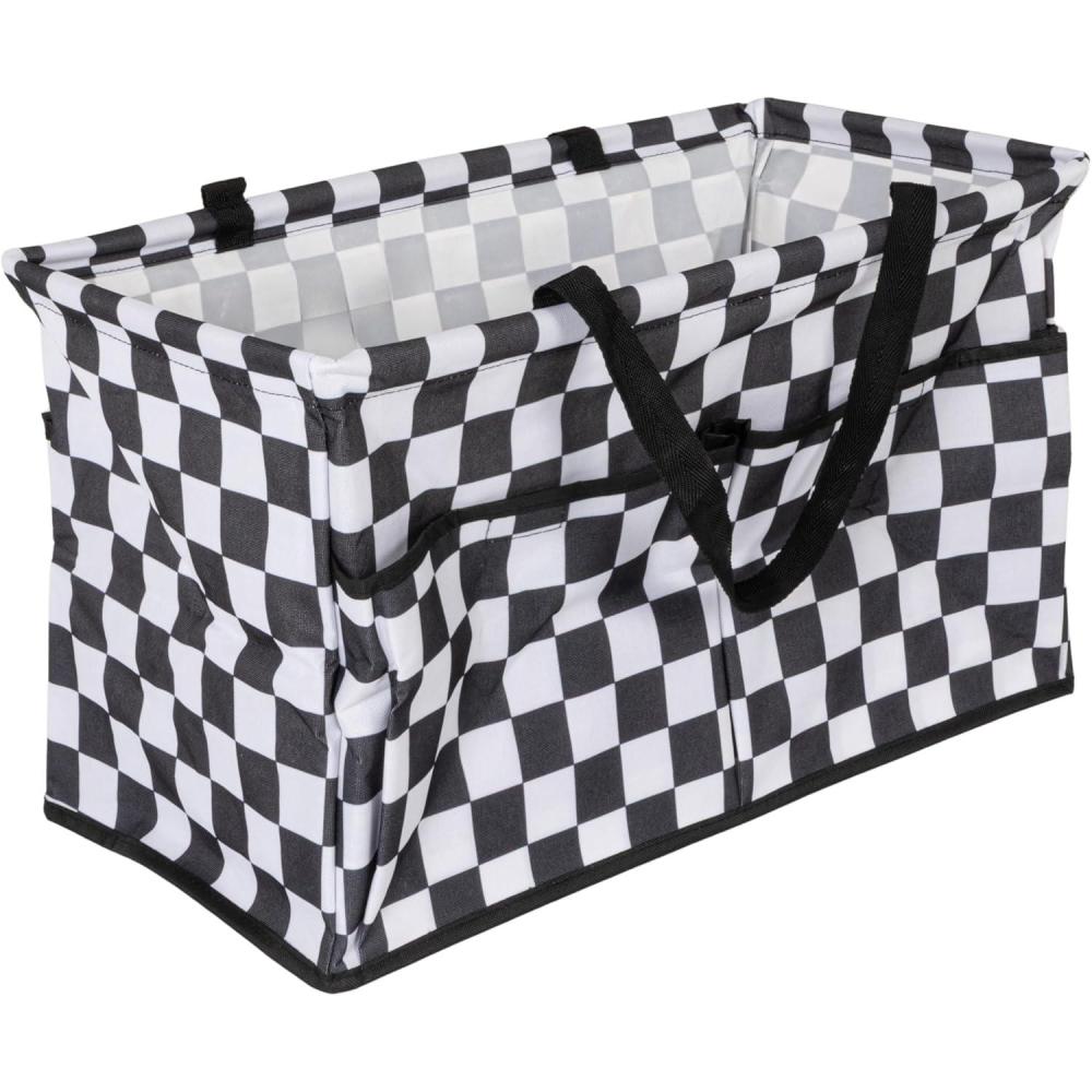 image:imageHousehold Essentials Sea Shell Krush Container AllPurpose Utility Tote with PocketsCheckerboard