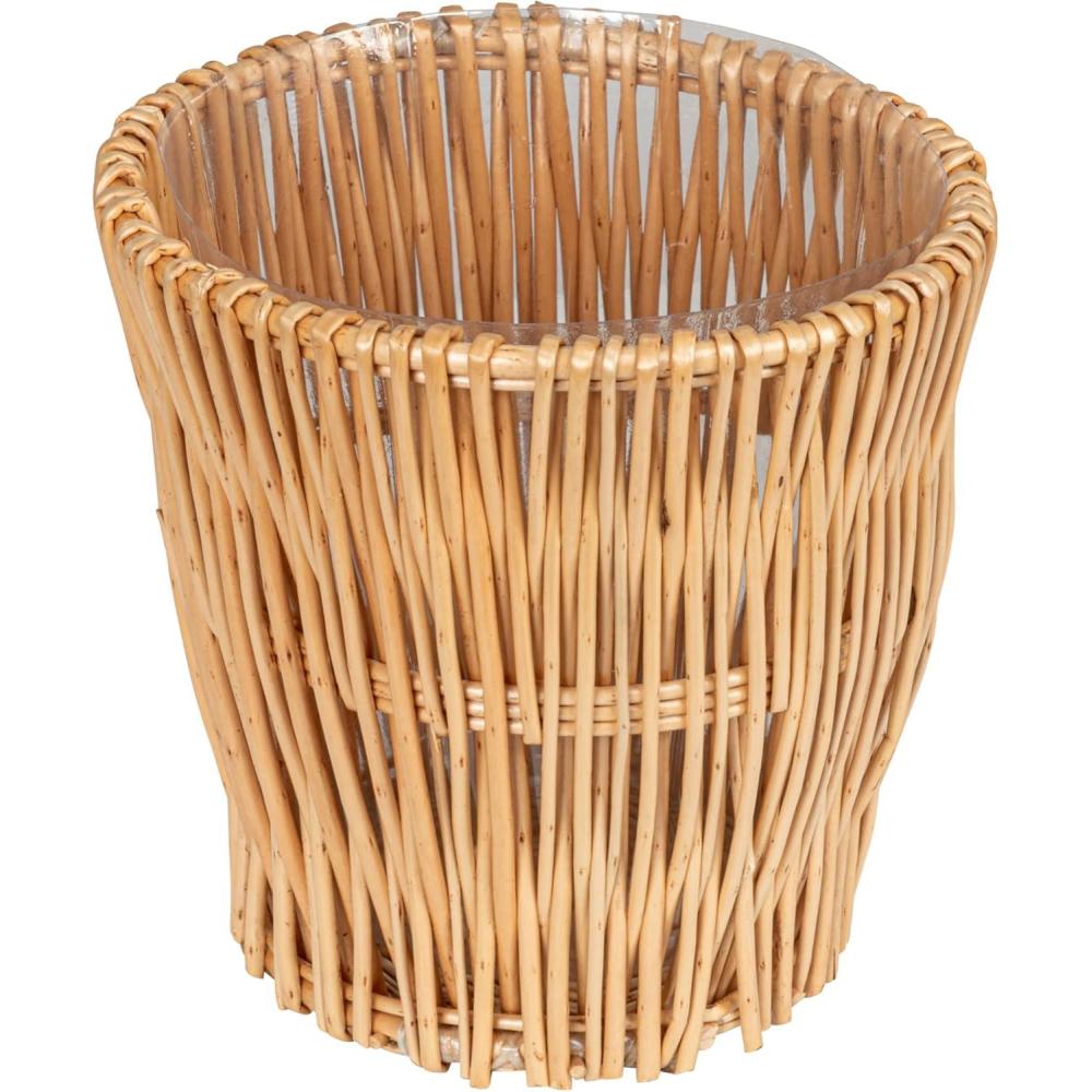 image:imageHousehold Essentials Small Reed Willow Waste Basket Handwoven Basket with Removable Liner Attractive Alternative to Plastic or Metal Cans NaturalNatural