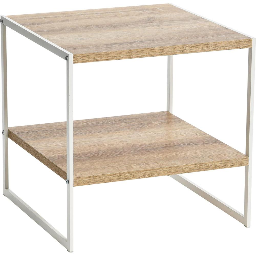 image:imageHousehold Essentials Square Wooden Side TableEnd Table With Storage Shelf AshwoodCoastal Oak Finish