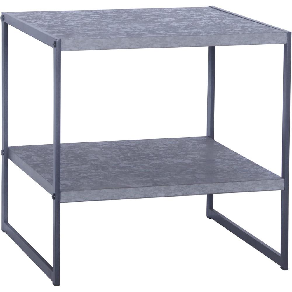 image:imageHousehold Essentials Square Wooden Side TableEnd Table With Storage Shelf AshwoodGrey