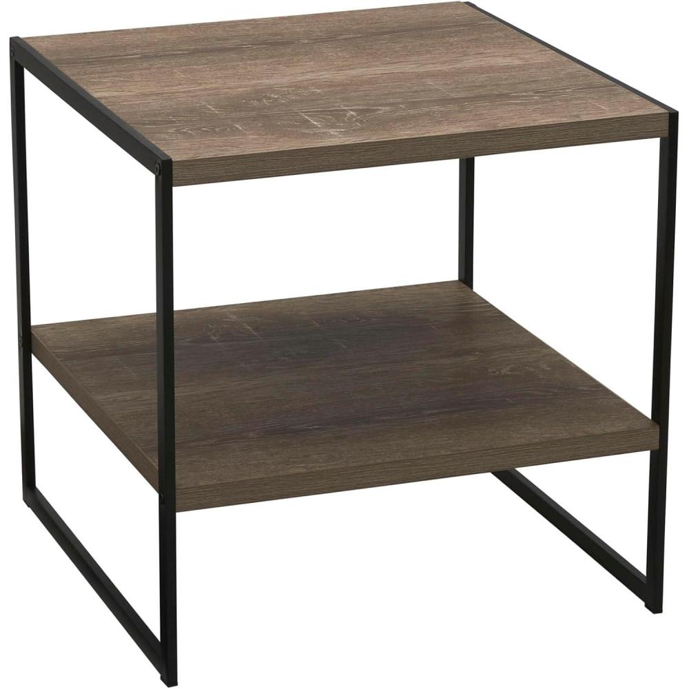 image:imageHousehold Essentials Square Wooden Side TableEnd Table With Storage Shelf AshwoodTaupe