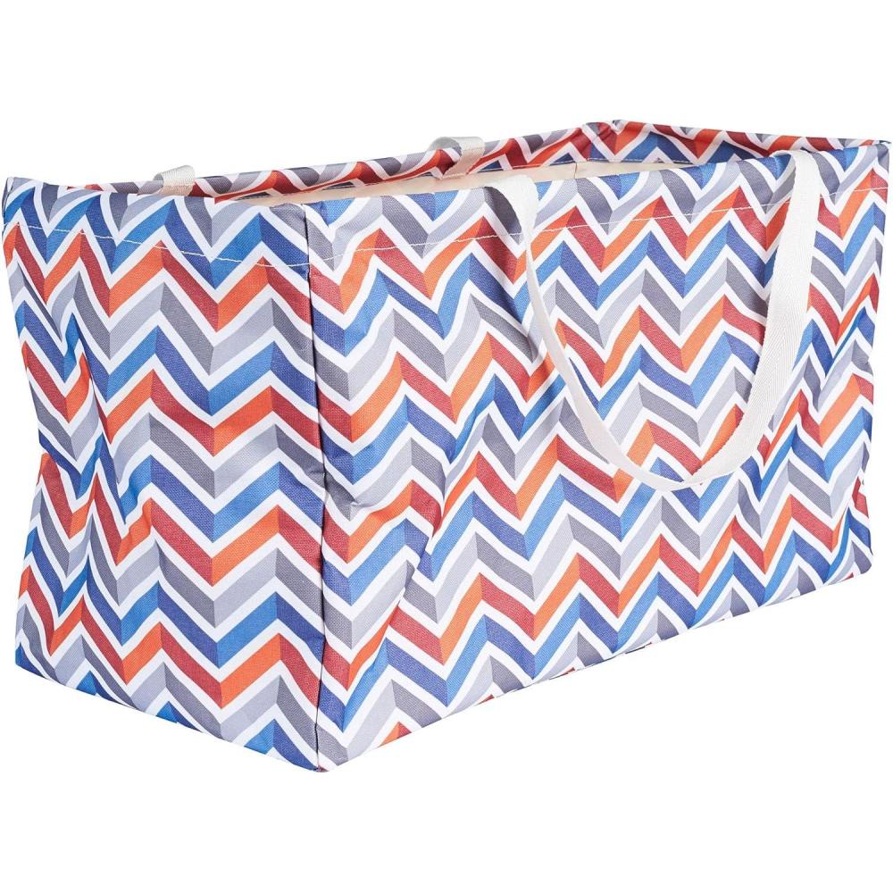 image:imageHousehold Essentials Teal Striped Krush Container AllPurpose Utility ToteChevron